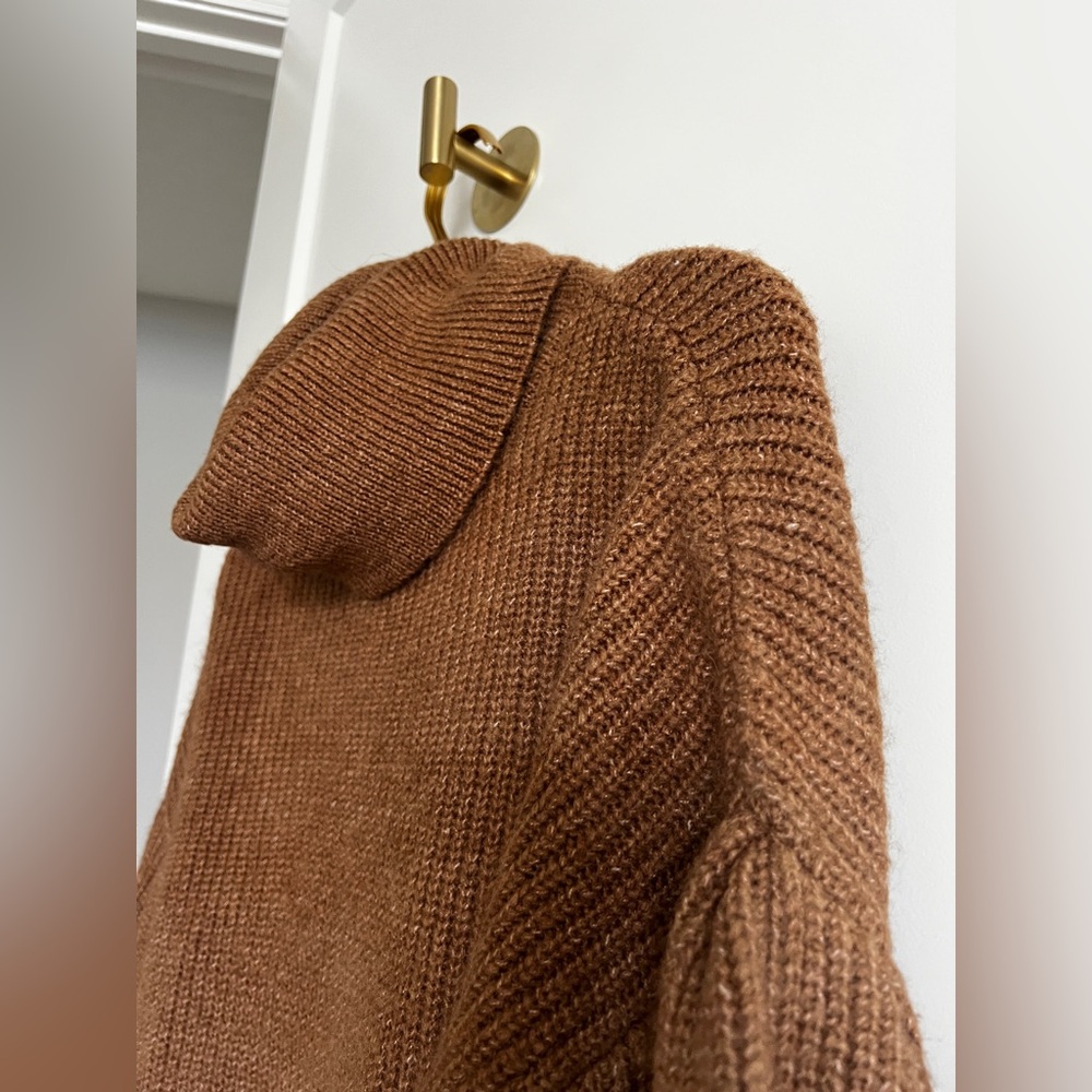 NWOT Camel Brown CUPCAKE CLOTHING Turtleneck Sweater M Balloon Sleeve Cozy Knit - Picture 6 of 10